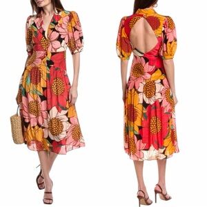 NEW Farm Rio Colorful Sunflowers Midi Dress Size XL